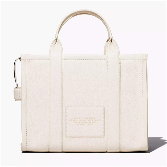 Marc Jacobs The Leather Medium Tote Bag, Cotton/Silver   